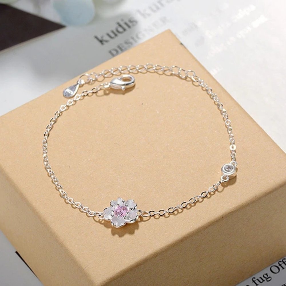 *[Set of 4] NEW 925 Sterling Silver Cherry Blossom - Picture 4 of 11